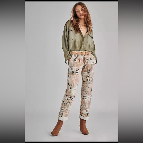 Anthropologie The Wanderer Utility Pants Tapestry Pattern Button Fly Size 27 - Picture 5 of 15